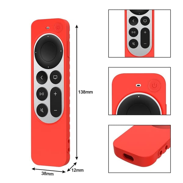 Apple TV 4K Remote (2022) silikoneovertræk med snor - Rød Red