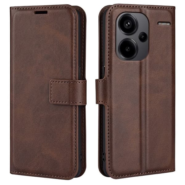 Hållbart konstläder Xiaomi Redmi Note 13 Pro Plus fodral med plånbok - Brun Brun