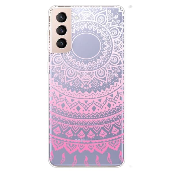 Deco Samsung Galaxy S22 Etui - Lyserød / Hvid Mandala Mønster Multicolor