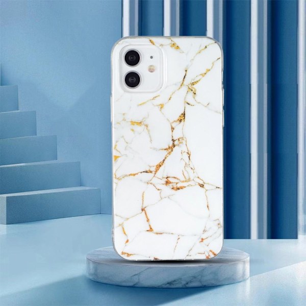 Marmormotiv iPhone 12 Mini skal - Vit Vit
