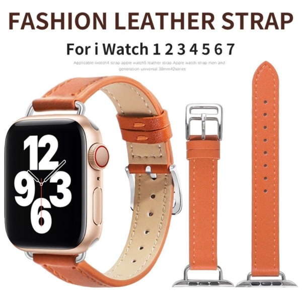 Apple Watch (45mm) simple leather watch strap - Pink Rosa