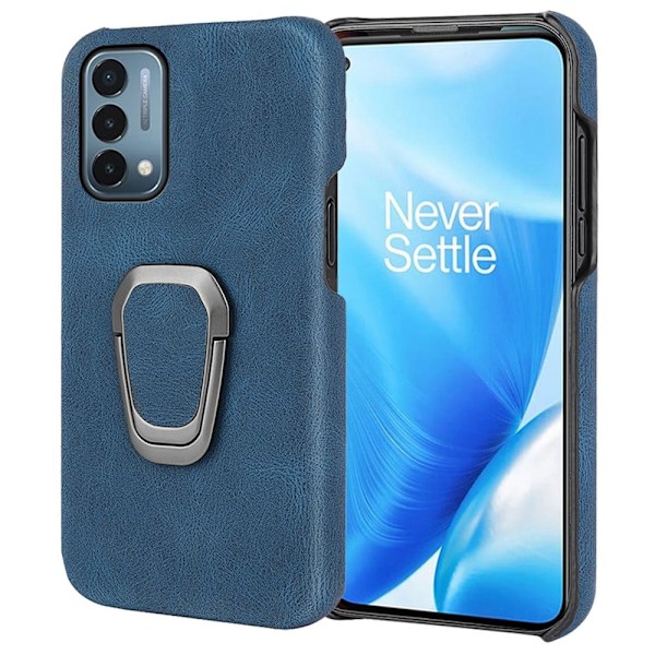 Stötsäkert läderfodral med oval kickstand för OnePlus Nord N200 5G - Blå Blå