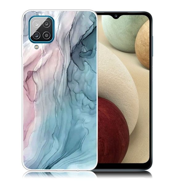marmor Samsung Galaxy A12 5G etui -  Rose / blå marmor Multicolor