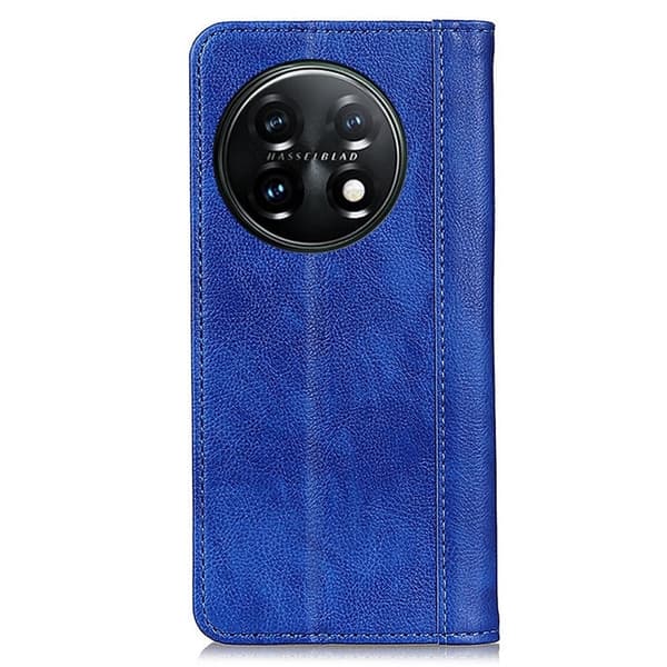 Flip Etui med Pung i Ekte Lær til OnePlus 11 - Blå Blue
