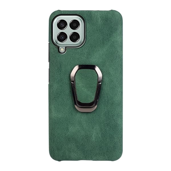 Stötsäkert läderfodral med oval kickstand för Samsung Galaxy M33 5G - Grön Grön