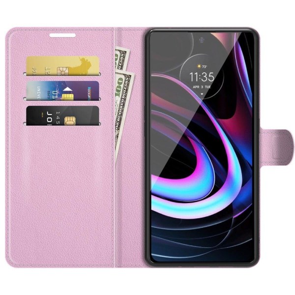 Classic Motorola Edge (2021) Flip Etui - Lyserød Pink