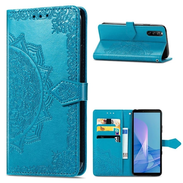 Mandala läder Sony Xperia 10 III fodral - Blå Blå