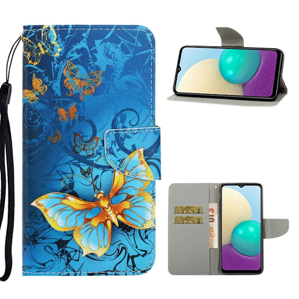 Wonderland Samsung Galaxy M02 / A02 Flip etui - Smuk sommerfugl Blue