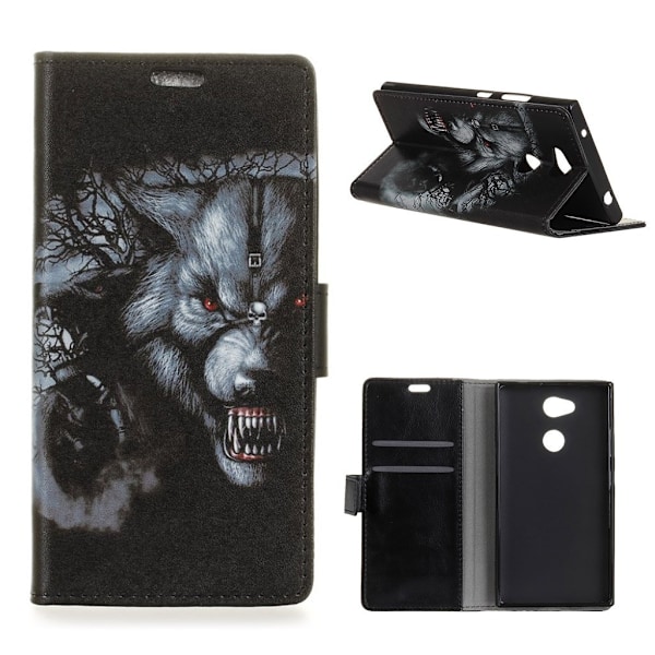 Sony Xperia L2 etui i læder med holder - Ulv Multicolor