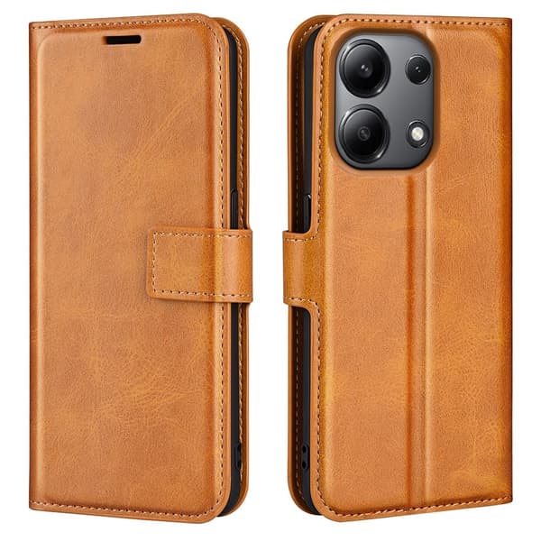 Skinn-etui i lommebok-stil for Xiaomi Redmi Note 13 4G - Gul Yellow