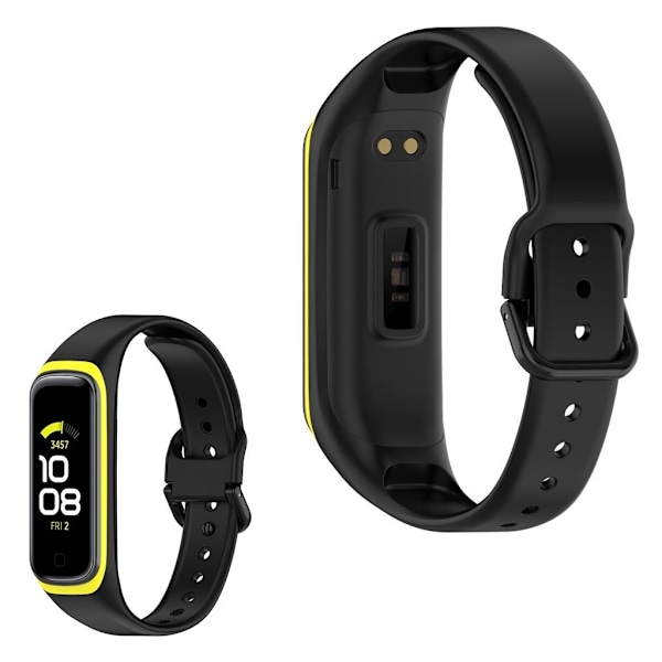 Samsung Galaxy Fit 2 kaksivärinen silikonikellonauha - Musta / Keltainen Black
