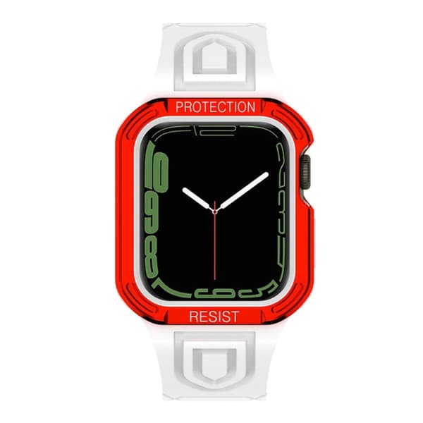 Apple Watch (41 mm) urrem i kontrastfarge + deksel - Hvit / Rød Red