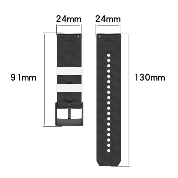 24 mm fodboldstruktureret silikoneurrem til Sunnto-ur - Hvid / Sort White