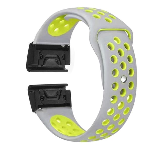 Garmin Fenix 5X / Fenix 3 tvåfärgat klockband av silikon - Grå / Grön Silvergrå