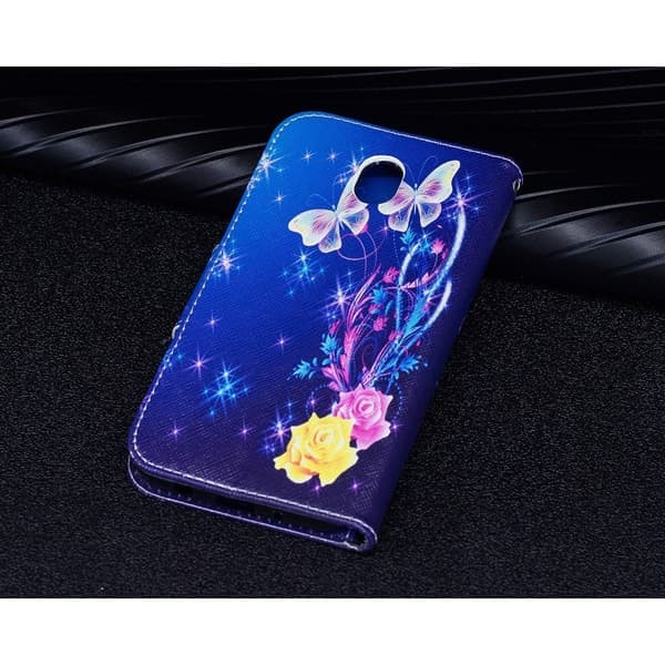 Samsung Galaxy J7 (2017) Charmerende læder etui - Roser og sommerfugle Multicolor