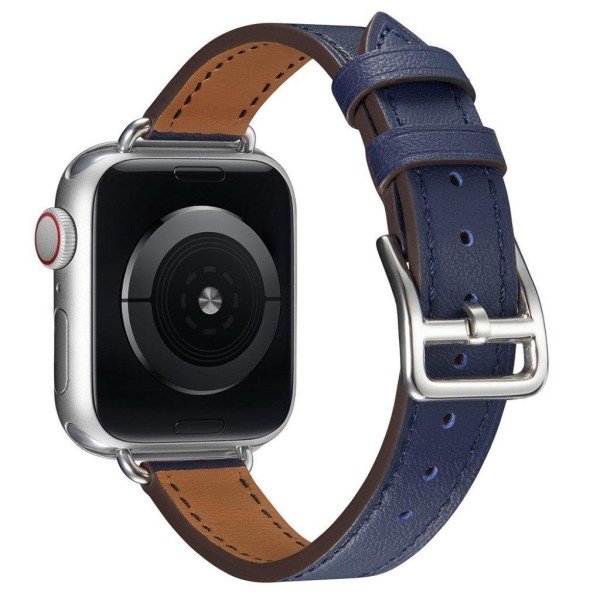Apple Watch 42mm - 44mm enkel læderurrem - Blå Blue