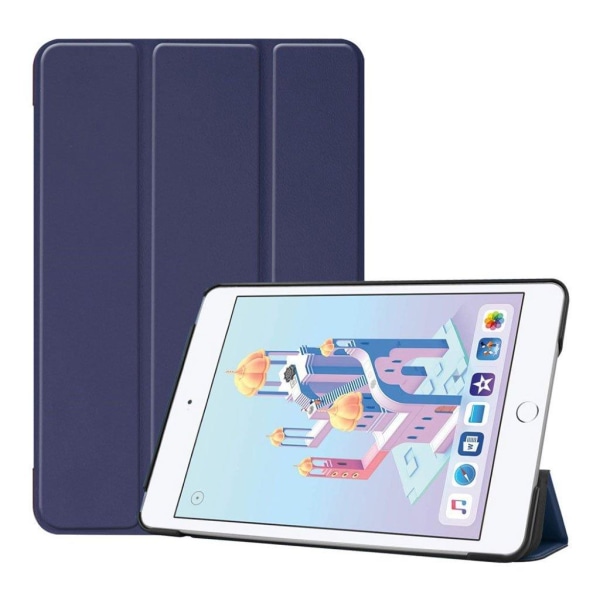 iPad Mini (2019) tre-fold læderetui - Mørkeblå Blue