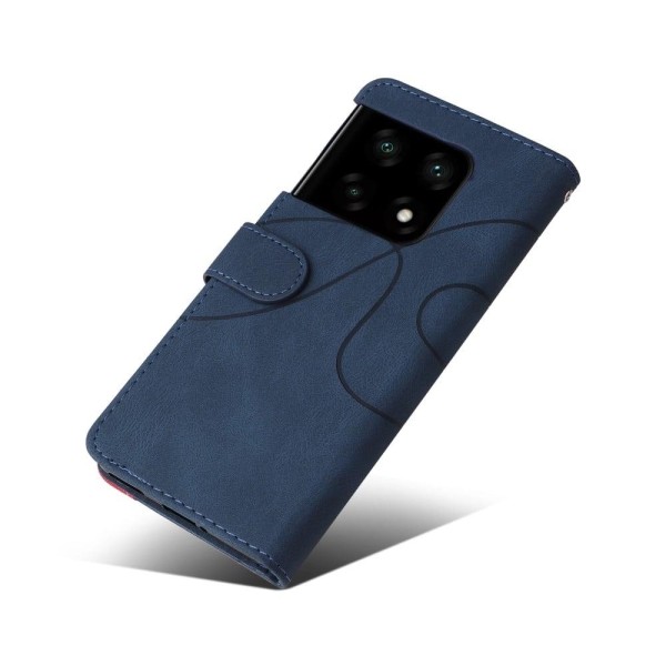 Texturerat läder OnePlus 10 Pro fodral med handledsband - Blå Blå