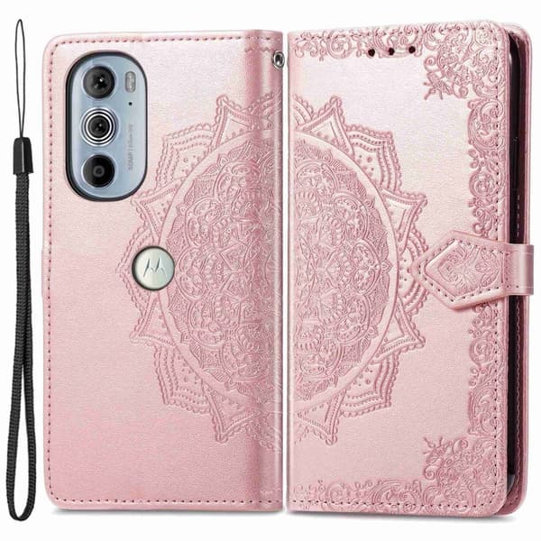 Mandala Motorola Edge 30 Pro Flippetui - Rose Gull Pink