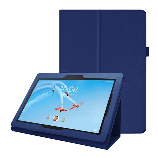 Lenovo Tab E10 Litchi Skinnetui - Mørk Blå Blue