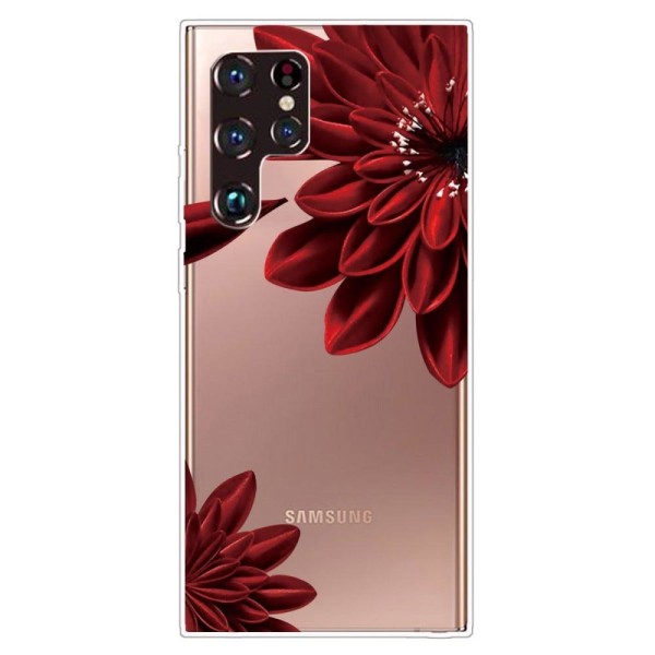 Deco Samsung Galaxy S22 Ultra skal - Röd Blomma Röd