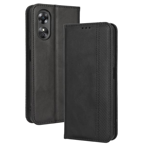 Bofink Vintage Oppo A17 Læder Etui - Sort Black