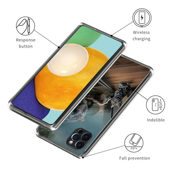 Deco iPhone 15 Pro kotelot - Peili Kissa Silver grey