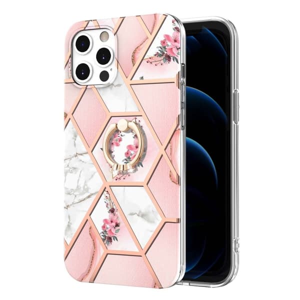 Marmormotiv iPhone 12 Pro Max skal - Rosa Blommor Rosa