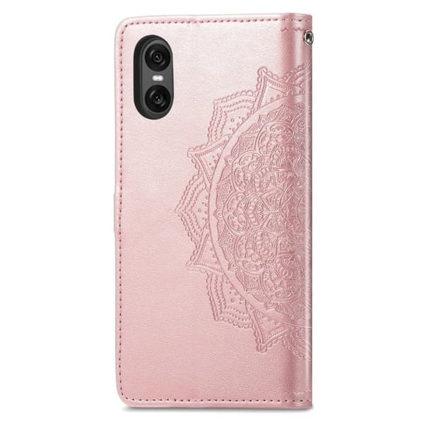 Mandala Sony Xperia 10 VI læderetui - Rødguld Pink