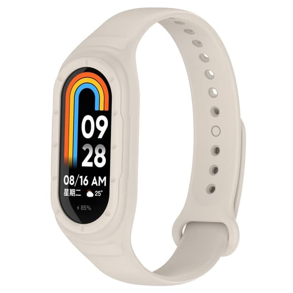 Xiaomi Smart Band 8 silikonerem med integreret cover - Beige White