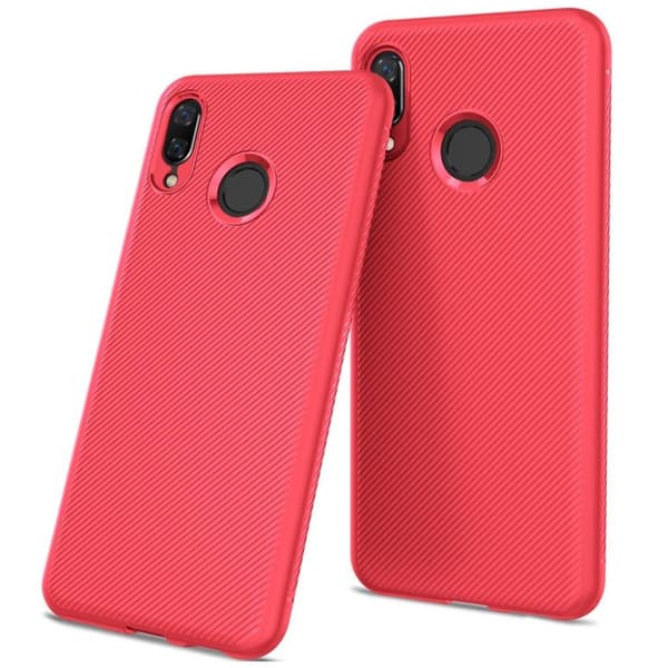Huawei P Smart Plus mobilskal av silikon vävd textur yta – Röd Röd