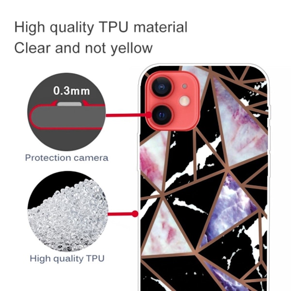 Marble iPhone 13 Suojakotelo - Musta / Rose / Sininen Multicolor