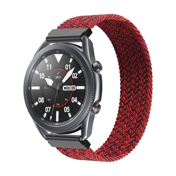 Samsung Galaxy Watch 3 (45 mm) elastisk nylon-urrem - Metallic Rød Størrelse: Xl Red