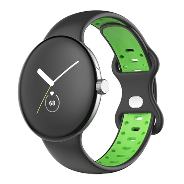 Google Pixel Watch kaksivärinen silikonikellon hihna - Musta / Fluoresoiva Vihreä Green