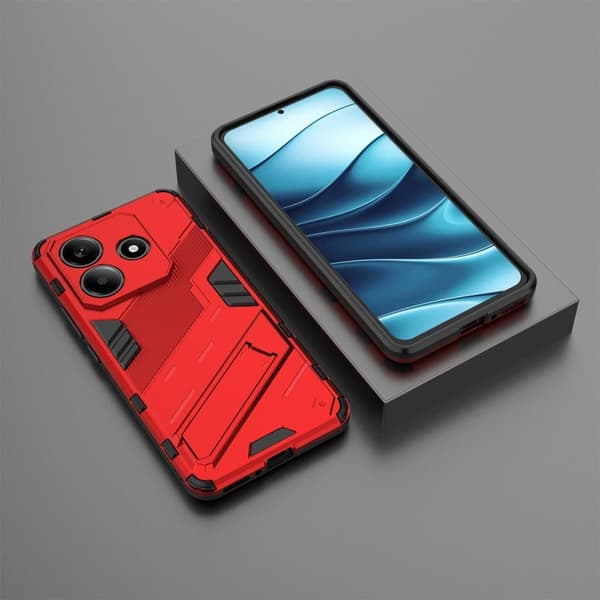 Støtsikkert hybriddeksel med et moderne preg for Xiaomi Redmi Note 14 5G - Rød Red