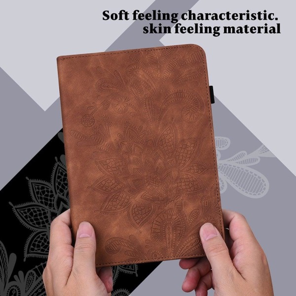 iPad Pro 11 (2021) imprint flower pattern PU leather flip case - Brown