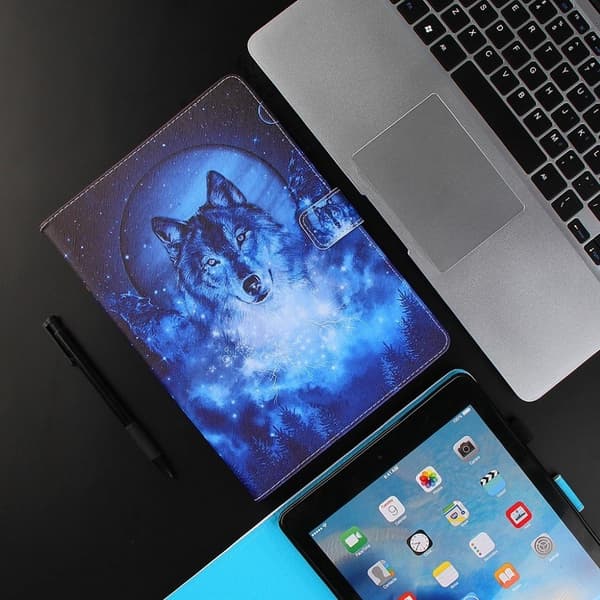Lenovo Tab P11 Pro elegant lærveske med mønster - Måneulv Blue