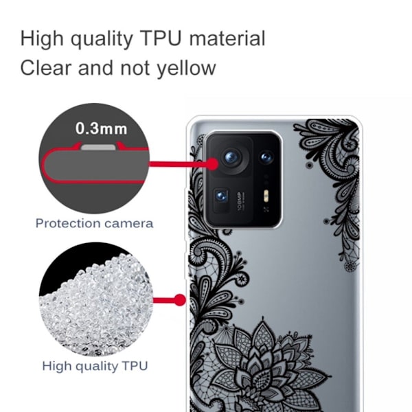 Deco Xiaomi Mix 4 Etui - Lace Blomst Black