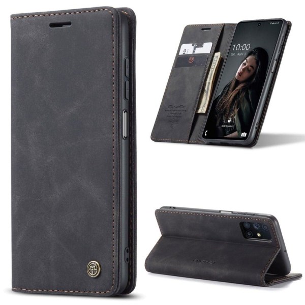 CaseMe Samsung Galaxy M51 vintage-kotelo - Musta Black