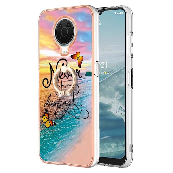 Marble Patterned Suojakuori With Ring Holder For Nokia G10 / G20 - Never Stop Dreaming Multicolor
