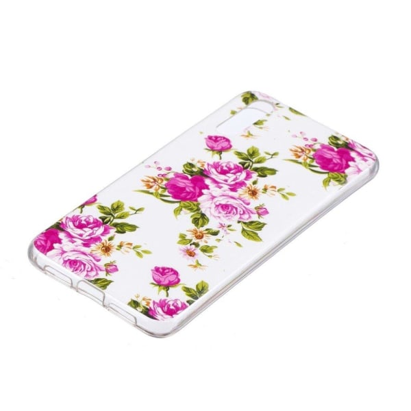 Huawei P20 Pro mobiletui i silikone- og plastik med selvlysende mønster - Blomster i flor Pink