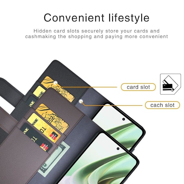 Äkta läder OnePlus Nord CE 3 fodral med korthållare Brun