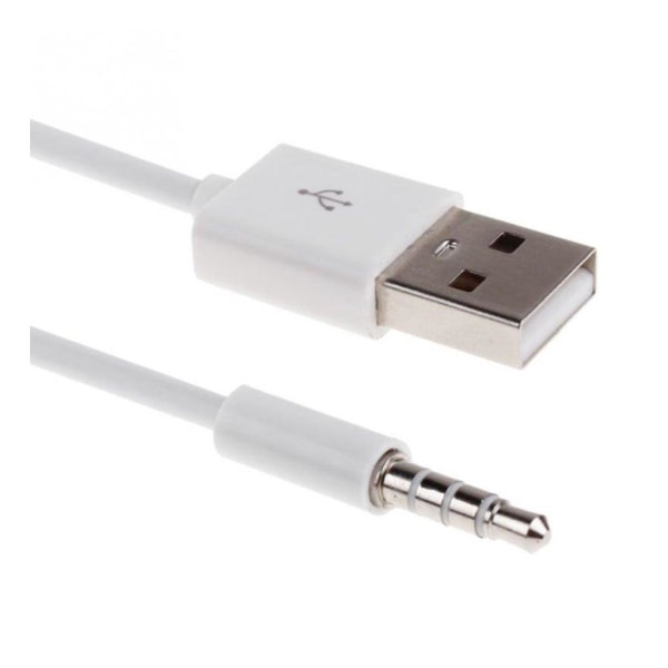 Universaali 1m anti-häiriöitä 3.5mm uros AUX audio jack USB 2.0 uros muunnin kaapeli White