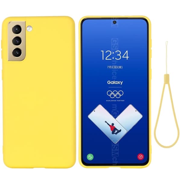 Matt flytende silikondeksel for Samsung Galaxy S21 FE - Gul Yellow