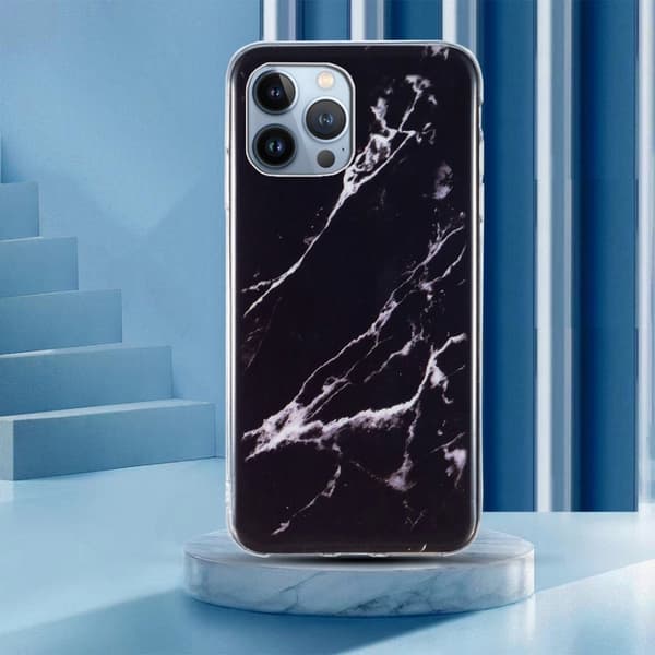 Marble design iPhone 15 Pro Max cover - Sort Black