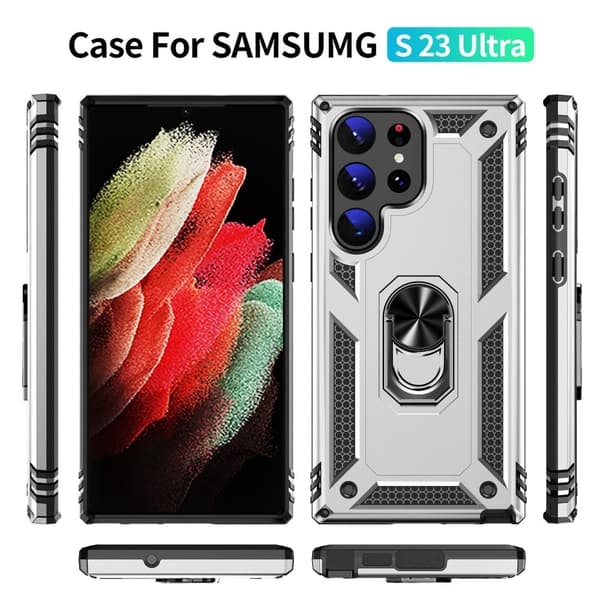 Bofink Combat Samsung Galaxy S23 Ultra skal - Silver/Grå Silvergrå
