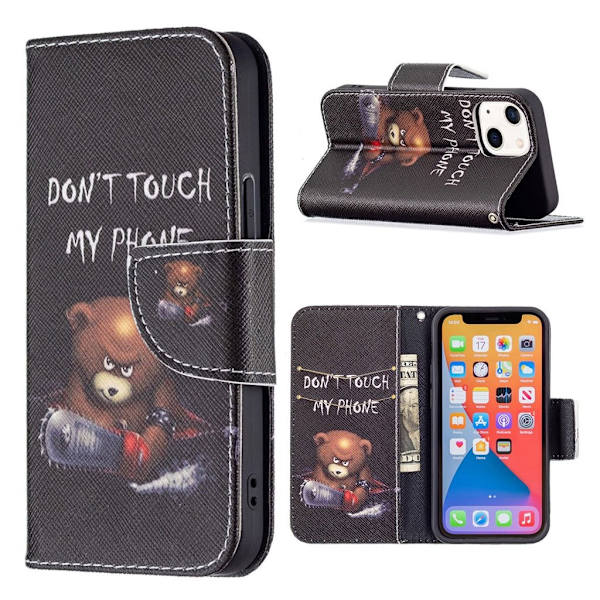 Wonderland iPhone 13 Mini Läppäkotelo - Bear Black