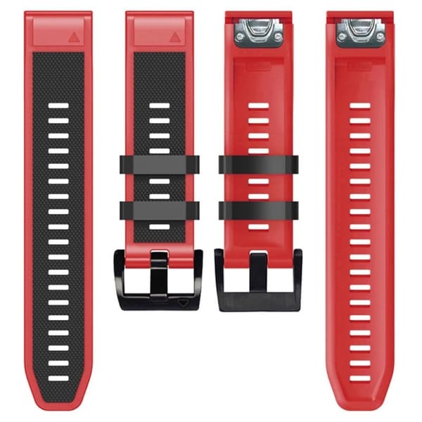 22mm kaksivärinen kellohihna Garmin-kelloon - Musta / Punainen Red