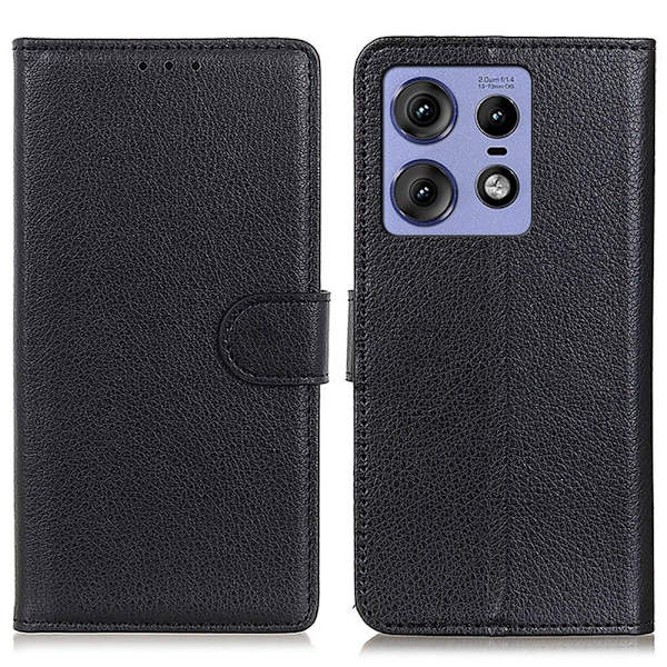 Klassisk Motorola Edge 50 Pro flip etui - Sort Black