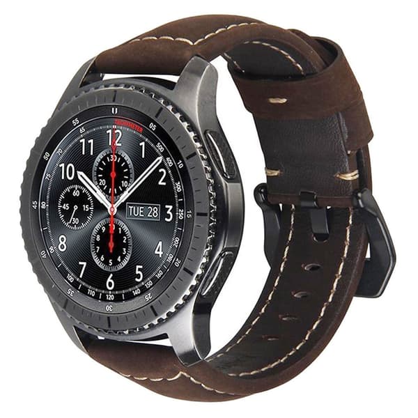 Samsung Gear S3 Frontier / S3 Classic ægte læder Urrem - Brun / Sort Buckle Brown